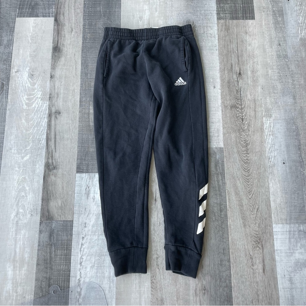 Adidas Boys L sweatpants 14/16 drawstring cuffed 3 stripes striped